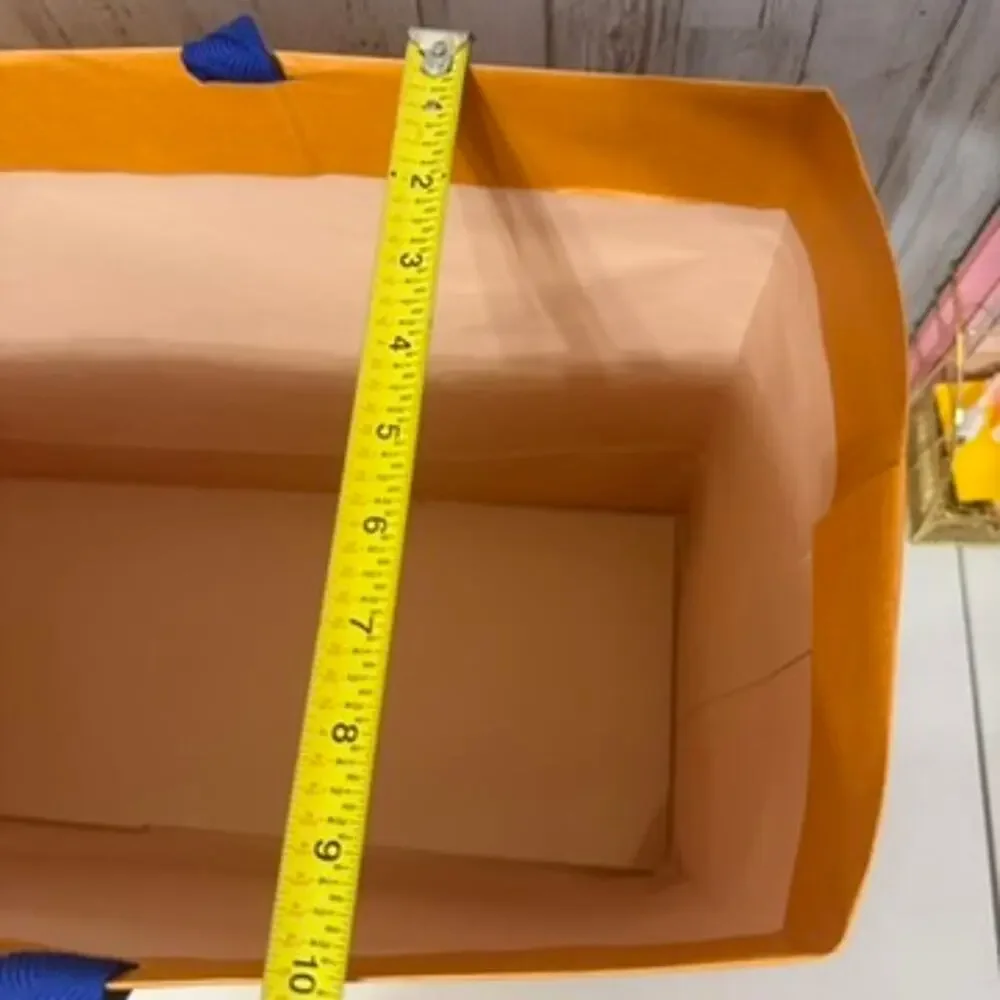 Louis Vuitton Orange Large Shopping Gift Bag Blue Ribbon Handles